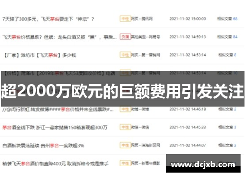 超2000万欧元的巨额费用引发关注